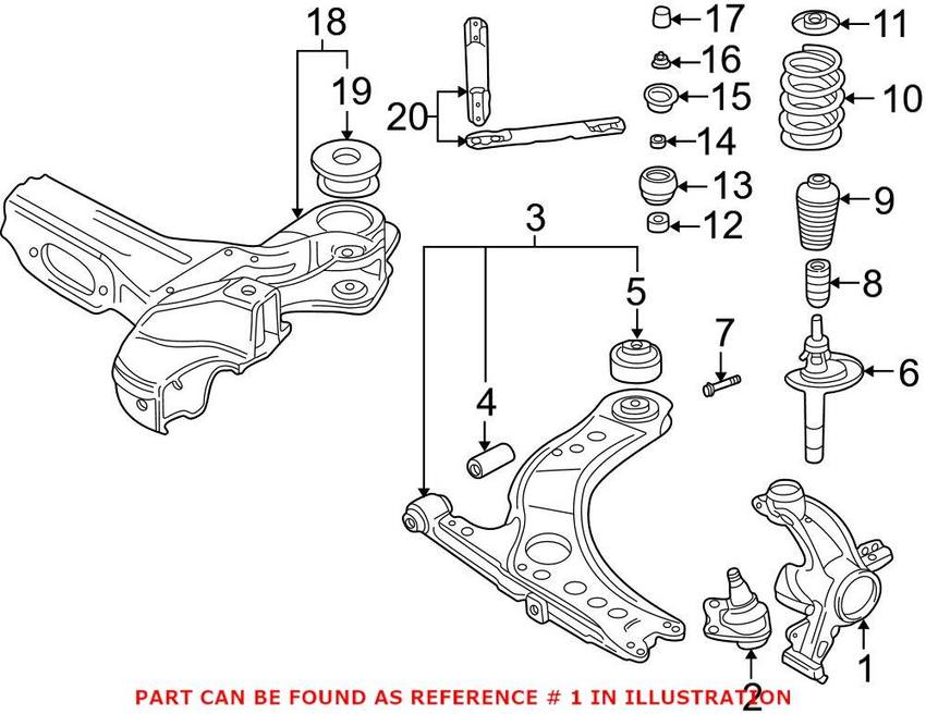 Audi Steering Knuckle - Passenger Side 8N0407256H